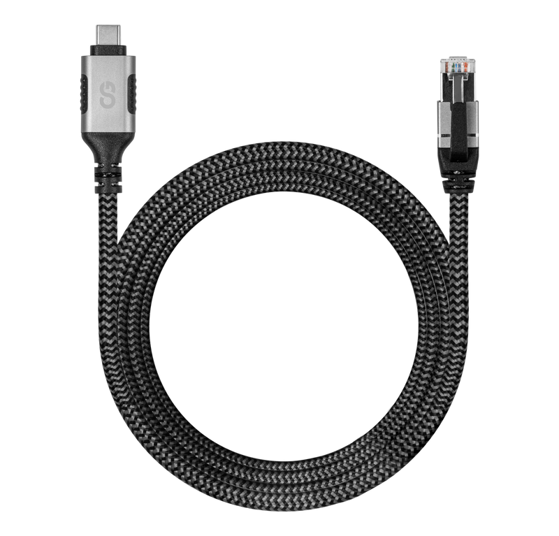LOGiiX USB Type-C to Ethernet Braid 10ft Cable - Grey/Black