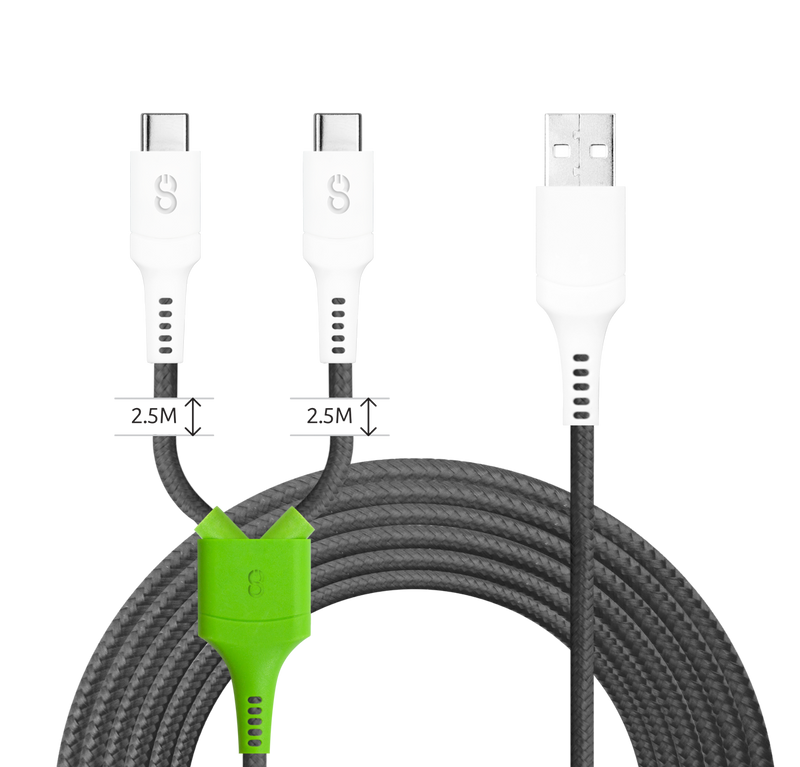 LOGiiX Split Gaming Cable XL USB-A to 2x USB-C