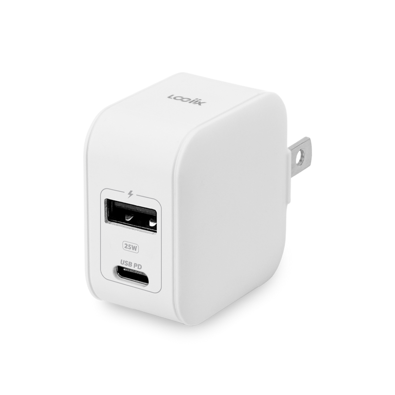 LOGiiX Power Plus 25W Duo USB-C + USB-A Wall Charger - White