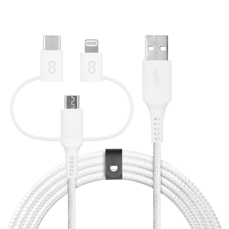 LOGiiX 3 in 1 Multi Cable 1.5M USB-A to Micro USB/USB-C/Lightning
